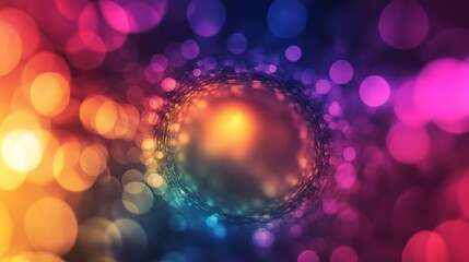 Wall Mural - colorful circular bokeh with multicolor spectrum glow and soft focus background