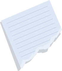 Poster - Blank piece of lined paper with a torn edge is lying on a white background
