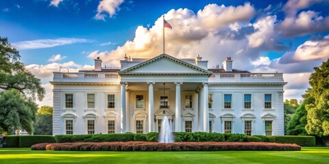 The White House in Front of a Dramatic Sky, White House, Presidential Residence, Washington D.C, US Capitol