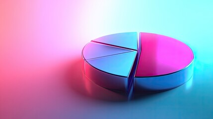 Poster - Floating 3D pie chart with glossy, gradient-colored segments, and light reflections, futuristic design