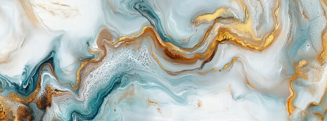 Sticker - Abstract Gold & Teal Marble.