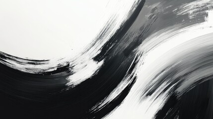 Poster - Minimalist abstract background with monochrome brush strokes, modern and clean design