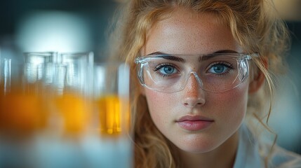 Poster - students doing chemical experiment in the laboratory at university science.stock image
