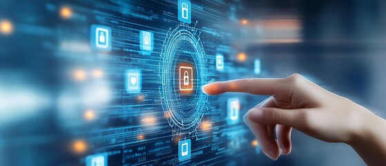 A visual representation of secure data access protected by firewall layers, emphasizing multifactor authentication, recovery protocols, and credential security