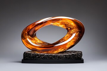 Poster - An abstract sculpture made from amber, with smooth, flowing lines that capture the warmth and fluidity of the material