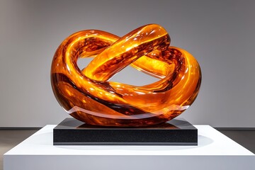Poster - An abstract sculpture made from amber, with smooth, flowing lines that capture the warmth and fluidity of the material