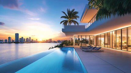 Canvas Print - Modern Luxury Villa Pool.