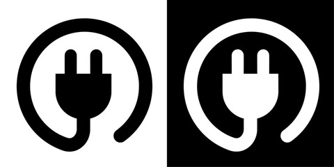 Poster - ofvs706 OutlineFilledVectorSign ofvs - electric plug vector icon . plug with wire sign . isolated transparent . outline and filled version . AI 10 / EPS / PNG . g12052