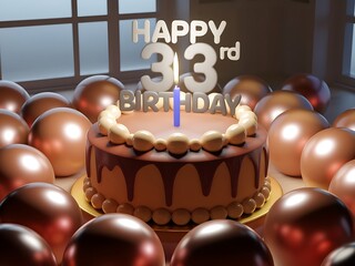 Simple 33rd Birthday Chocolate Cake