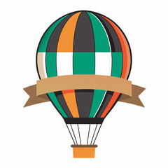 Vintage style aerostat with ribbon banner - vector hot air balloon on a isolated white background (9)