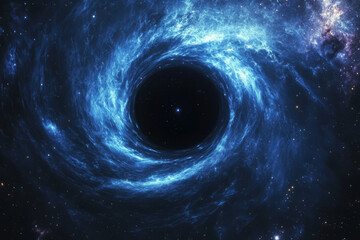 Wall Mural - supermassive black hole is warping fabric of spacetime in outer space. wormhole illustration in univ