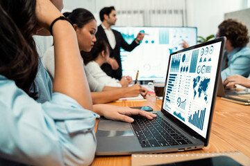 Poster - financial data analysis dashboard by fintech bi or business intelligence display on laptop screen to