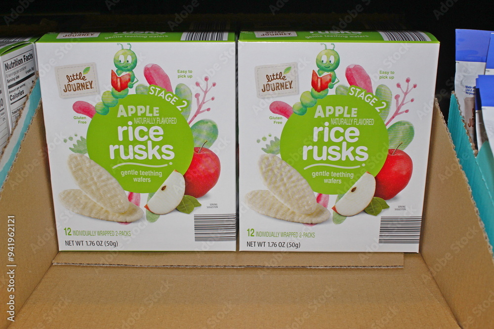 ALDI Little Journey Apple rice rusks Baby Snacks Stock Photo | Adobe Stock