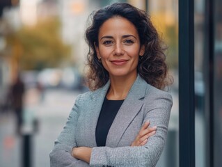 Wall Mural - Professional Businesswoman in a Cityscape