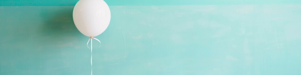 Aufkleber - Minimal Creative Single White Balloon Against Pastel Wall for Whimsical Concept with Copy Space