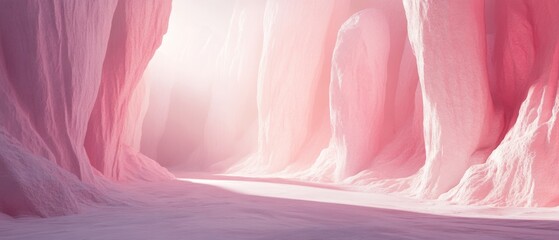 Canvas Print - A pink tunnel with a light shining through it