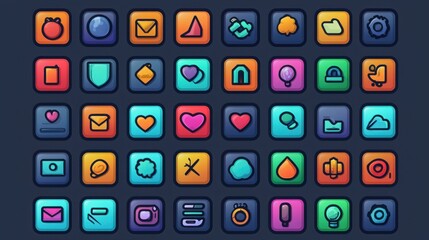 Sleek Collection of Modern UI Icons and User Interface Elements for Web Design and App Development