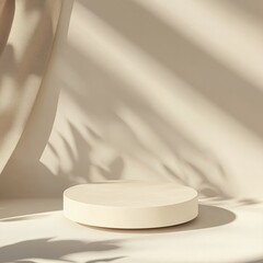 Aufkleber - Minimalist Mockup with Soft Cream Round Podium on Monochromatic Background in Natural Diffused Lighting
