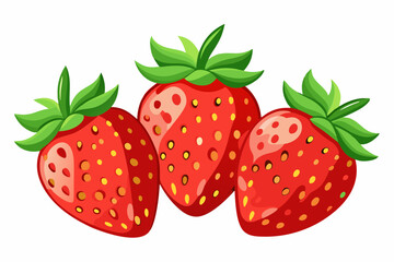 Set of Strawberry fruit Vector style on a White Background