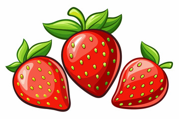 Set of Strawberry fruit Vector style on a White Background