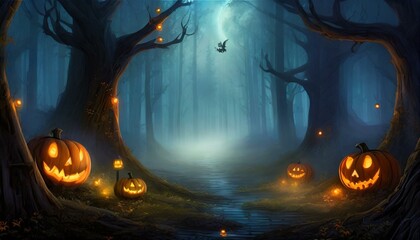 Wall Mural - halloween background with pumpkin