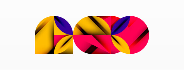 Poster - Circle, square and flower petal geometric background. Round shapes composition for wallpaper, banner, background or landing