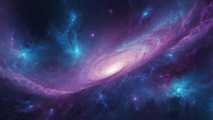 Wall Mural - Blue and Purple Galaxy Background. Nebula Galaxy Cosmos Clouds And Beautiful Universe Night Stars Background.