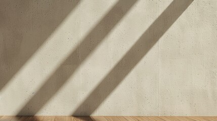 Aufkleber - Modern Serene Gradient Concrete Wall with Natural Light Shadows on Wooden Floor, Minimalist Indoor Setting, Daytime, Calm and Inviting Atmosphere, Straight-On Camera Angle