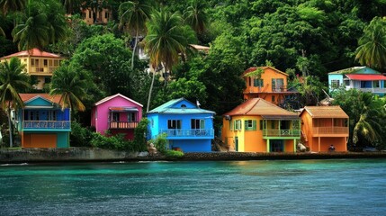 Sticker - Vibrantly colored residences on a unique Caribbean island