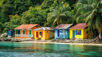 Sticker - Bright, traditional Caribbean beach houses