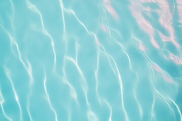 Poster - Pastel Pink Ripples on Gradient Blue Background - Soft Shadows Creating Depth, Bright and Crisp Feel, Evoking Sunny Day Vibes