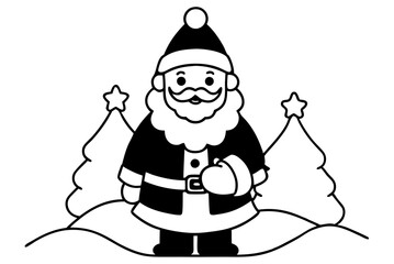 Wall Mural - Santa Claus Winter Wonderland Line Art Vector