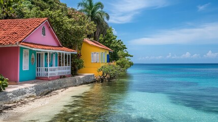 Sticker - Bright, traditional Caribbean beach houses