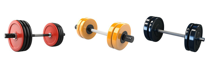 Poster - Set of A 3D icon of weightlifting isolated on transparent background