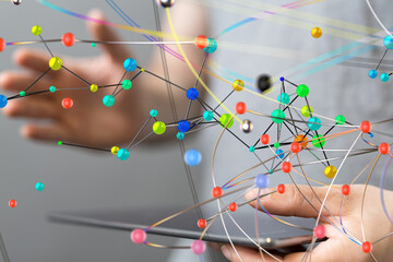Poster - conference Digital Network and data concept 3d - 3d