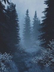 Wall Mural - mystical forest night