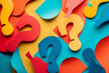 Aufkleber - colored background with question marks - modern minimalist design featuring simple geometric shapes 