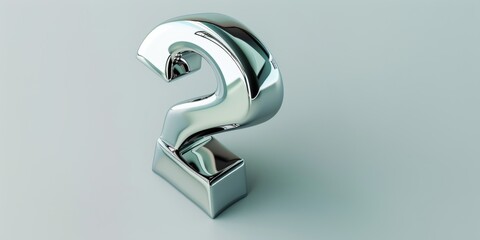 Poster - modern design with shiny aluminum question mark - sleek and distinguished 3d symbol of curiosity and