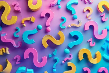 Poster - modern colored background with question marks - minimalist raw style design in 3:2 ratio