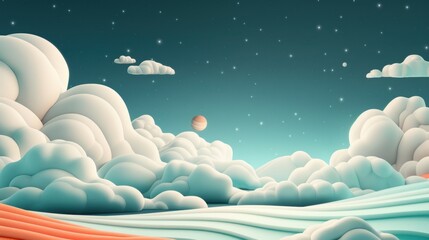 Organic lines illustration with majestic cloud formations, capturing natural shapes and textures