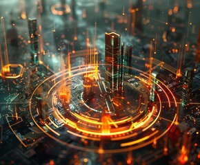 Poster - Futuristic Concept of a Question Mark Surrounded by Statistical Elements, Emphasizing Data-Driven Inquiry and Digital Analysis in a High-Tech, Sci-Fi Inspired Visual Representation