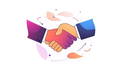 Canvas Print - A 3D cartoon illustration depicting a handshake between two individuals, symbolizing partnership, agreement, collaboration, success, and unity.