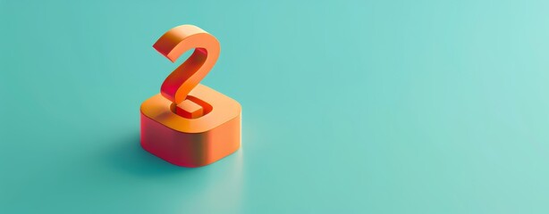Poster - 3D Isometric Orange Question Marks on Teal Background, Rendered in Minimalist Style for Modern and Clean Aesthetic