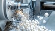 © Mickey - A CNC milling machine cuts plastic beads, representing precision manufacturing, automation, industrial production, material processing, and technological advancement.