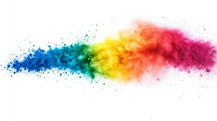 Poster - A colorful powder explosion isolated on a white background. It symbolizes creativity, energy, diversity, celebration, and happiness.