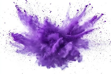 Poster - A dynamic and abstract image of a purple powder explosion, symbolizing energy, creativity, passion, and the burst of new beginnings. The vibrant color and swirling motion create a sense of movement an