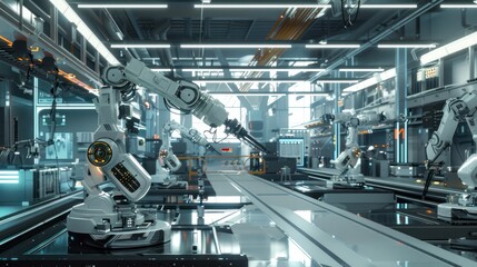 Poster - Futuristic Factory Automation with Robotic Arms