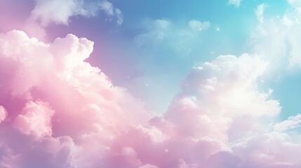 Wall Mural - A serene sky filled with soft, colorful clouds in pastel hues.