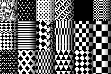 Poster - Black and white geometric patterns composition for design and art use