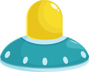 Poster - cartoon ufo spaceship flying in the sky, side view